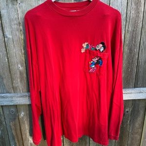 Vintage 90s Disney Mickey and Minnie Embroidered Long Sleeve Tee